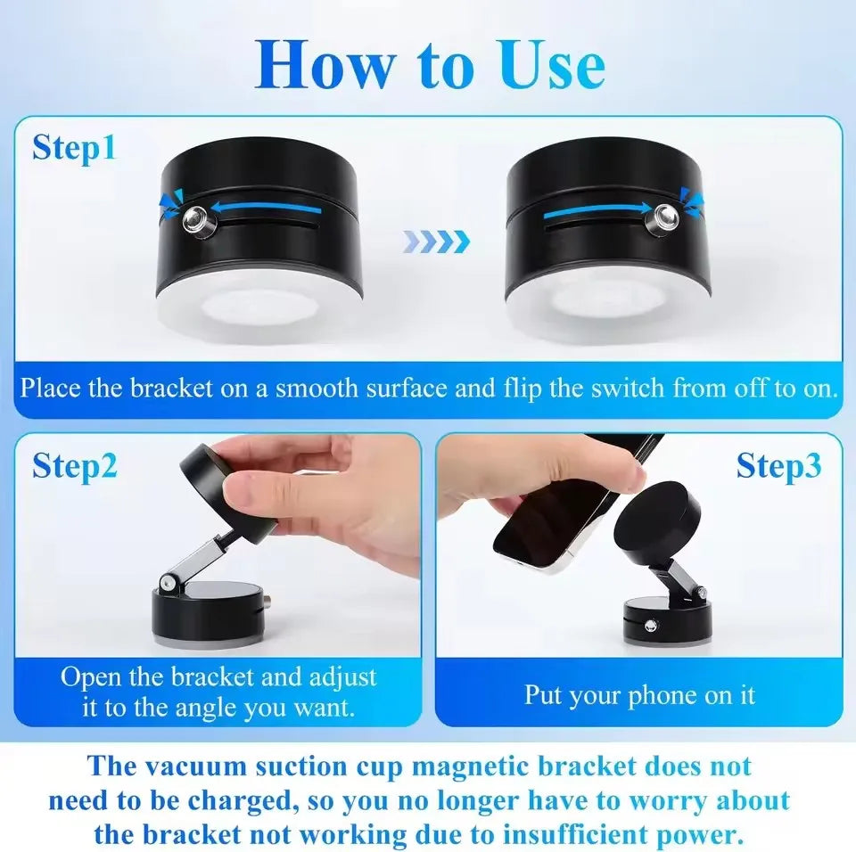 Vacuum Suction Cup Magnetic Phone Holder Multifunctional Folding Lazy Phone Holder 3 Colors Universal Car Interior Accessories