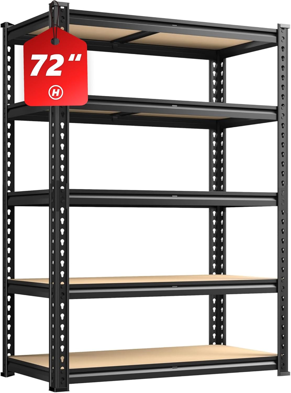 Storage Shelves 5 Tier 2020LBS Garage Shelving Heavy Duty Adjustable Garage Shelves, Utility Rack Shelf, Shelving Units for Storage Warehouse Pantry Closet, 35.5" W x 11.9" D x 72" H, Black