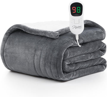 Homemade Heated Blanket Electric Throw - 50"x60" Heating Blanket Throw 1/2/4/6/8 Hours Auto-off 10 Heat Level Heat Blanket Over-heat Protection Flannel Sherpa Heater Blanket Electric ETL Certification