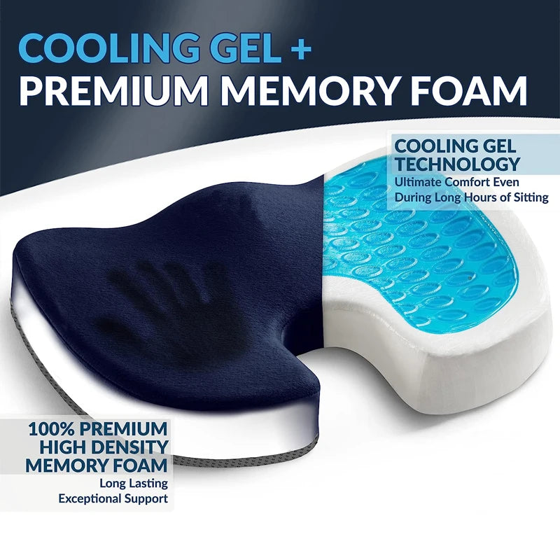 Gel Cushion Non-slip Gel and Memory Foam Coccyx Cushion Office Chair Cushion Car Cushion Sedentary Artifact