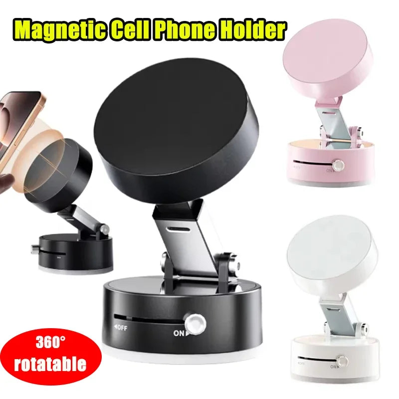 Vacuum Suction Cup Magnetic Phone Holder Multifunctional Folding Lazy Phone Holder 3 Colors Universal Car Interior Accessories