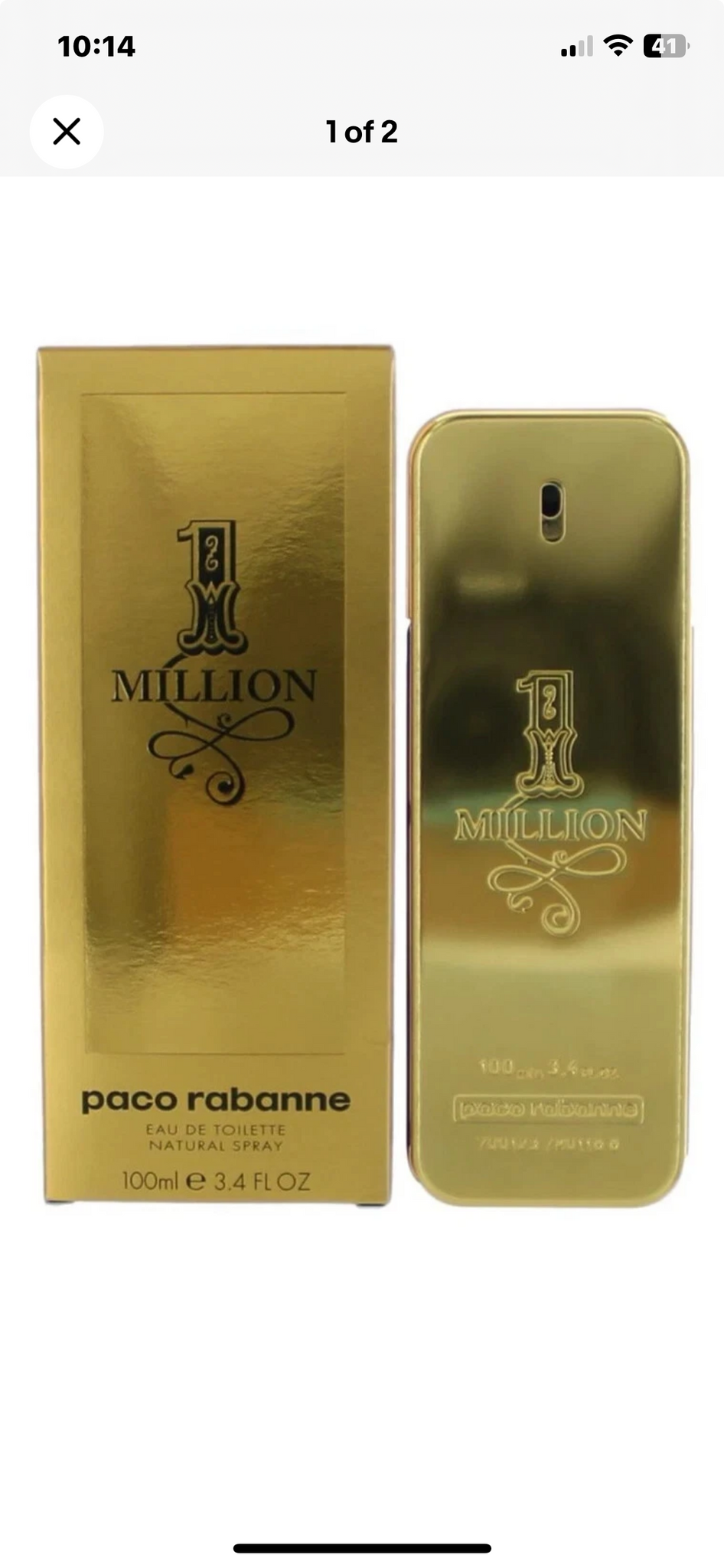 1 One Million by Paco Rabanne 3.3 / 3.4 oz Cologne for Men New In Box