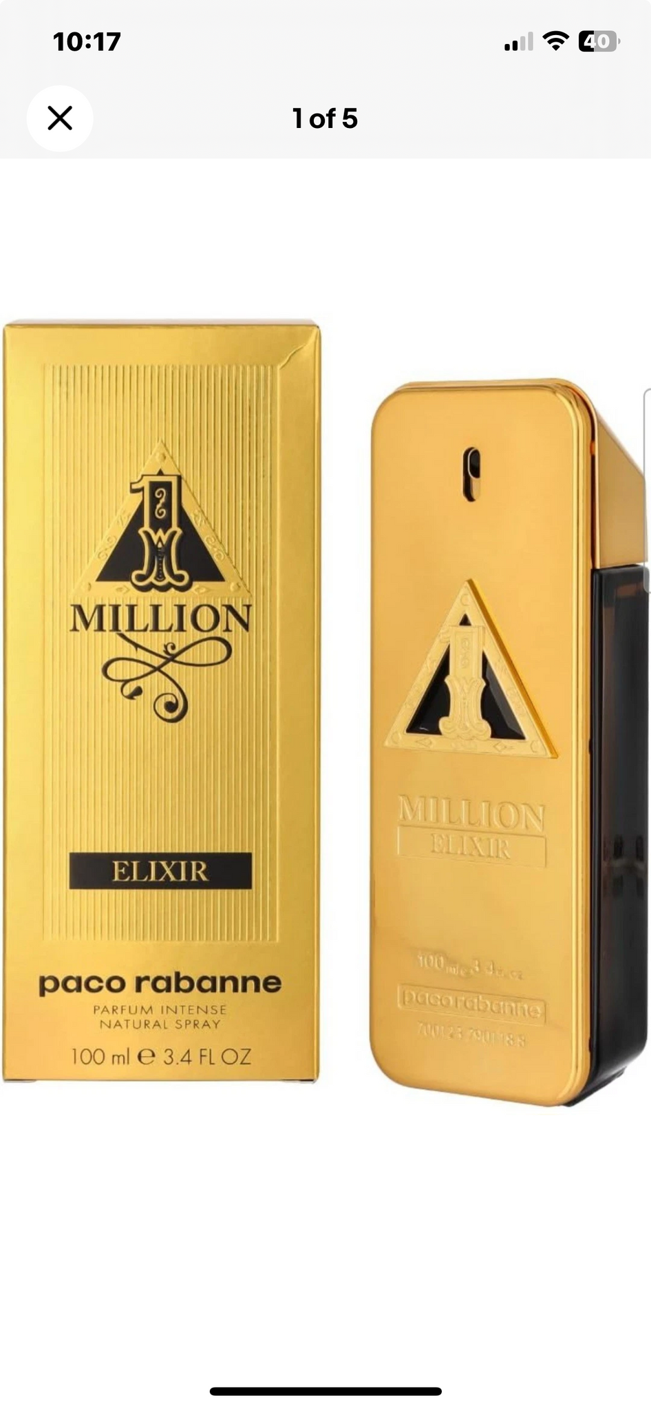 Paco Rabanne 1 Million Elixir for Men by Paco Rabanne 3.4  Oz Parfum Intense