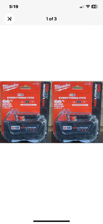 Millwakee M 18  6Amh single battery only