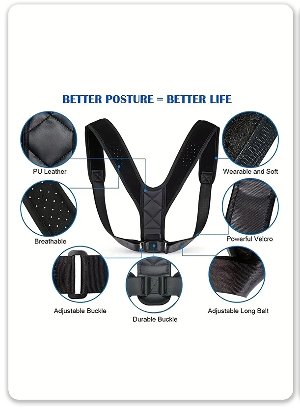 Posture Corrector Clavicle Spine Back Belt Adjustable Unisex Upper Back Shoulder Lumbar Posture Correction