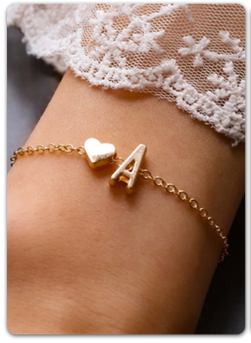 26 A-Z Initial Letters Bracelets For Women Minimalist Gold Color Little Heart English Alphabet Name Bracelets Birthday Jewelry