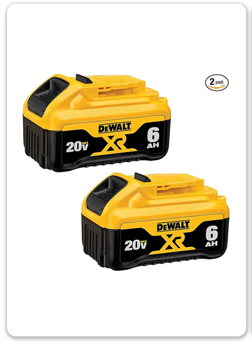 DEWALT 20V MAX Battery, 6 Ah, 2-Pack, Fully Charged in Under 90 Minutes (DCB206-2)