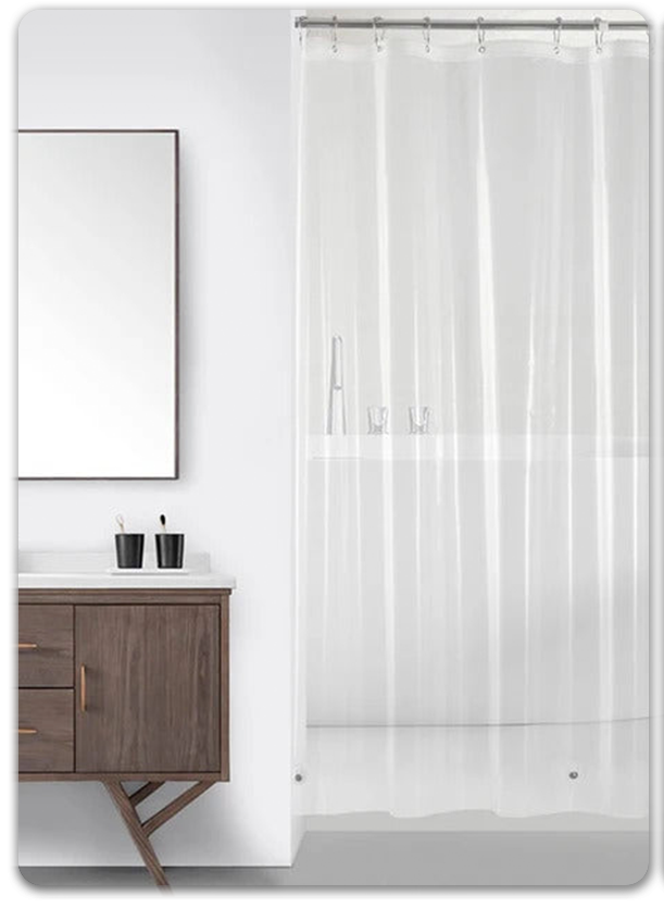 PEVA Shower Curtain Waterproof Plastic Clear Bath Curtains Transparent/Colorful Bathroom Curtains Mildew Home Luxury with Hooks